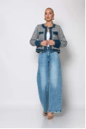 Jacket tweed με jean λεπτομέρειες μαύρο