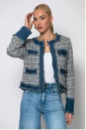 Jacket tweed με jean λεπτομέρειες μαύρο