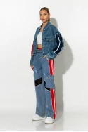Jean jacket με fly χρωματιστές λεπτομέρειες μπλε Jean jacket με fly χρωματιστές λεπτομέρειες μπλε