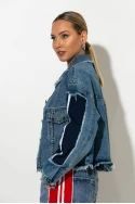 Jean jacket με fly χρωματιστές λεπτομέρειες μπλε Jean jacket με fly χρωματιστές λεπτομέρειες μπλε