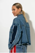 Jean jacket με fly χρωματιστές λεπτομέρειες μπλε Jean jacket με fly χρωματιστές λεπτομέρειες μπλε