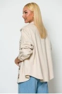 Jacket σουέντ με floral baroque σχέδια ροζ
