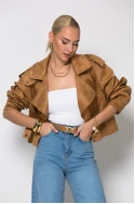 Jacket σουέντ με πλαινό κούμπωμα ταμπά