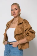 Jacket σουέντ με πλαινό κούμπωμα ταμπά