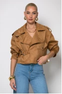 Jacket σουέντ με πλαινό κούμπωμα ταμπά