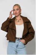 Jacket σουέντ με πλαινό κούμπωμα καφέ