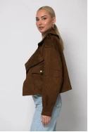 Jacket σουέντ με πλαινό κούμπωμα καφέ