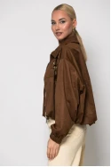 Σουέντ jacket με διάτρητο σχέδιο καφέ