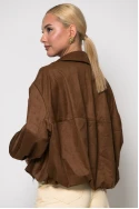 Σουέντ jacket με διάτρητο σχέδιο καφέ