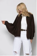Σουέντ jacket balloon με μανίκια νυχτερίδα καφέ