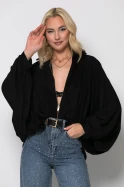 Σουέντ jacket balloon με μανίκια νυχτερίδα μαύρο