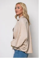 Σουέντ jacket balloon με μανίκια νυχτερίδα μπεζ