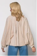 Σουέντ jacket balloon με μανίκια νυχτερίδα μπεζ