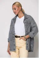 Jean jacket με φιογκάκια ανθρακί