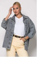 Jean jacket με φιογκάκια ανθρακί