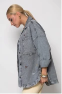 Jean jacket με φιογκάκια ανθρακί