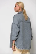 Jean jacket με φιογκάκια ανθρακί
