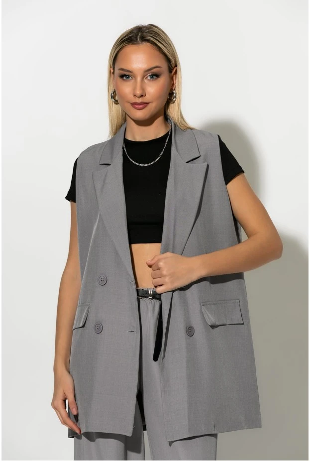 Αμάνικο blazer γκρι