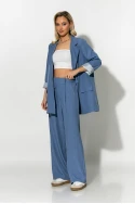Blazer με ριγέ φόδρα και κουμπί γκρισιέλ