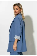 Blazer με ριγέ φόδρα και κουμπί γκρισιέλ