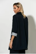 Blazer με ριγέ φόδρα και κουμπί μπλε Blazer με ριγέ φόδρα και κουμπί μπλε