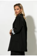 Blazer με ριγέ φόδρα και κουμπί μαύρο Blazer με ριγέ φόδρα και κουμπί μαύρο