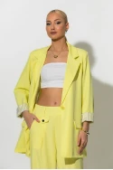 Blazer με ριγέ φόδρα και κουμπί κίτρινο Blazer με ριγέ φόδρα και κουμπί κίτρινο