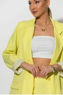 Blazer με ριγέ φόδρα και κουμπί κίτρινο Blazer με ριγέ φόδρα και κουμπί κίτρινο
