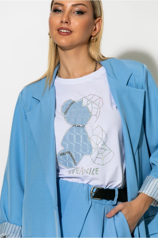 Blazer με ριγέ φόδρα και κουμπί σιελ