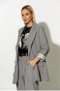 Blazer με ριγέ φόδρα και κουμπί γκρι Blazer με ριγέ φόδρα και κουμπί γκρι