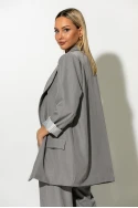 Blazer με ριγέ φόδρα και κουμπί γκρι Blazer με ριγέ φόδρα και κουμπί γκρι
