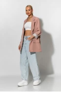 Blazer με ριγέ φόδρα και κουμπί σομον Blazer με ριγέ φόδρα και κουμπί σομον