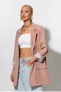 Blazer με ριγέ φόδρα και κουμπί σομον Blazer με ριγέ φόδρα και κουμπί σομον