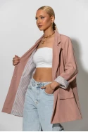 Blazer με ριγέ φόδρα και κουμπί σομον Blazer με ριγέ φόδρα και κουμπί σομον