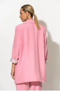 Blazer με ριγέ φόδρα και κουμπί ροζ
