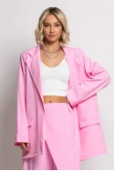 Oversized blazer με φόδρα ροζ