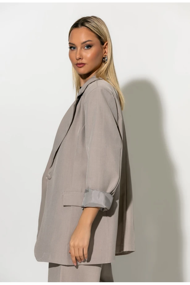 Blazer με φόδρα μπεζ Blazer με φόδρα μπεζ