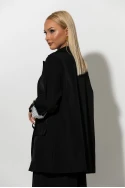 Blazer με ριγέ φόδρα και κουμπί στο μανίκι μαύρο Blazer με ριγέ φόδρα και κουμπί στο μανίκι μαύρο