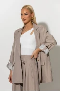 Blazer με ριγέ φόδρα και κουμπί στο μανίκι μπεζ