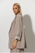 Blazer με ριγέ φόδρα και κουμπί στο μανίκι μπεζ