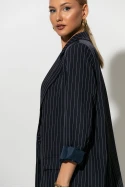 Ριγέ blazer με φόδρα και βάτες μπλε Ριγέ blazer με φόδρα και βάτες μπλε