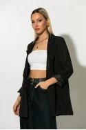 Ριγέ blazer με φόδρα και βάτες μαύρο