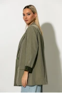 Ριγέ blazer με φόδρα και βάτες λαδί
