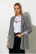 Ριγέ blazer με φόδρα και βάτες γκρι Ριγέ blazer με φόδρα και βάτες γκρι