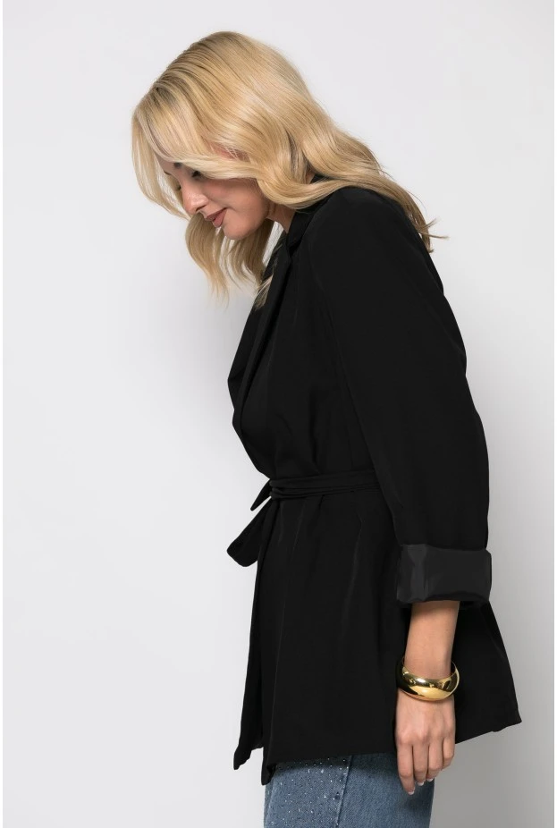 Blazer με ζωνάκι μαύρο