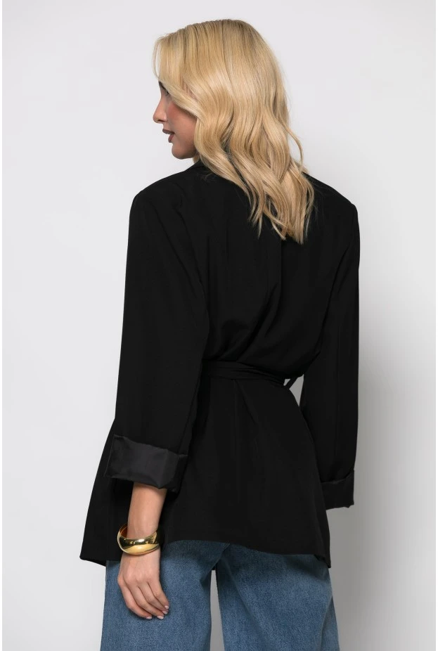 Blazer με ζωνάκι μαύρο
