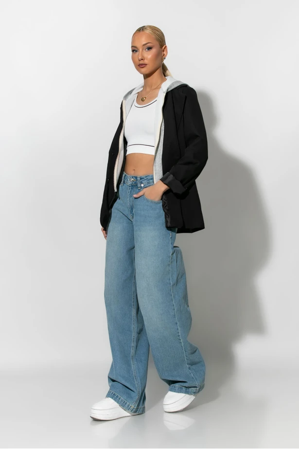 Blazer με φούτερ κουκούλα μαύρο Blazer με φούτερ κουκούλα μαύρο