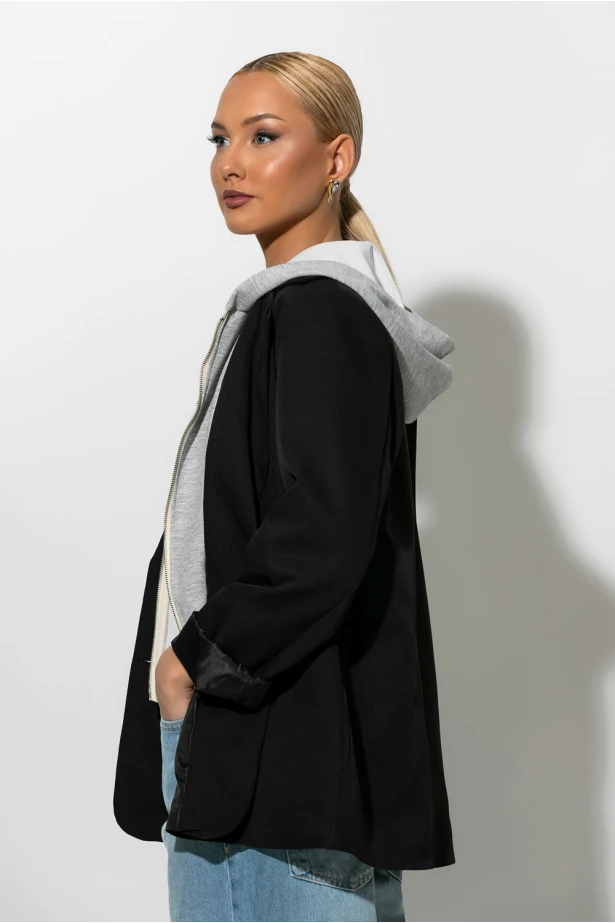 Blazer με φούτερ κουκούλα μαύρο Blazer με φούτερ κουκούλα μαύρο