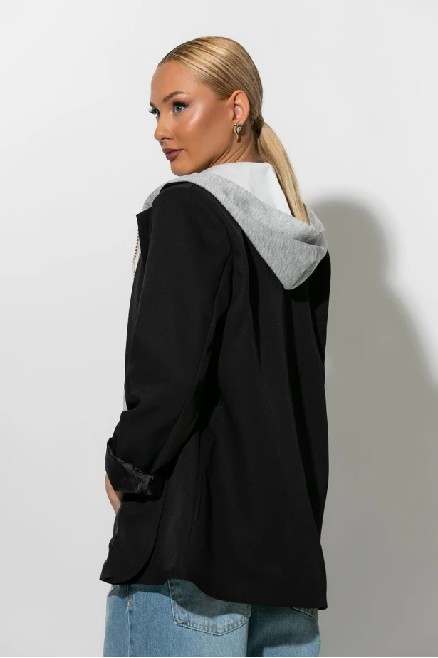 Blazer με φούτερ κουκούλα μαύρο Blazer με φούτερ κουκούλα μαύρο