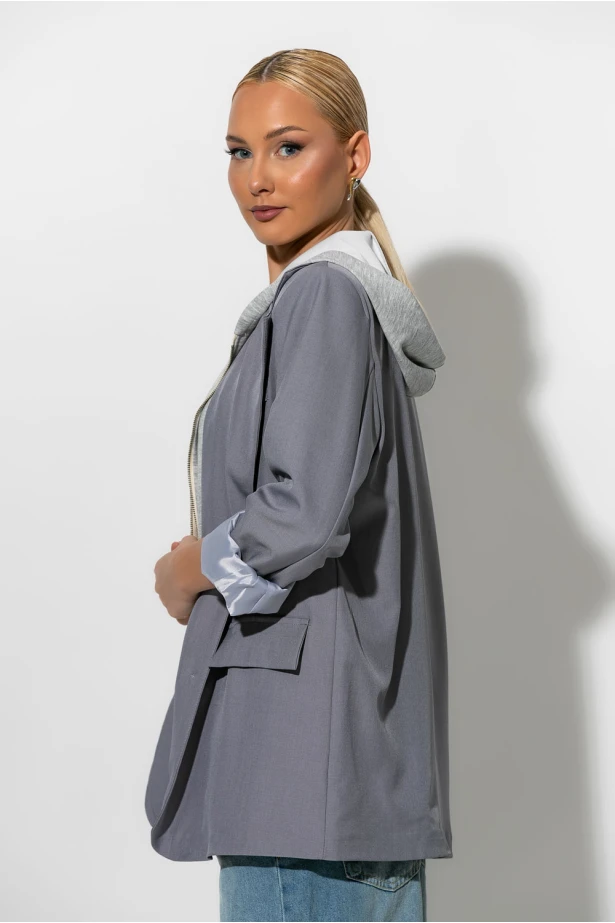 Blazer με φούτερ κουκούλα γκρι Blazer με φούτερ κουκούλα γκρι